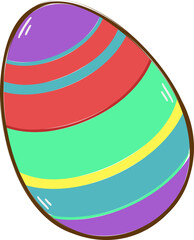 Fototapeta premium flat Easter egg illustration showing vibrant stripes with gloss strokes on transparent background