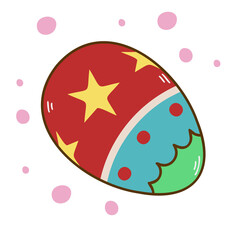 Fototapeta premium illustration is depicting Easter egg with tri-color patterns and pink circles, transparent backdrop