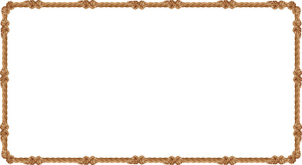 Flat design rectangular rope frame is showing knotted corners on transparent background © vectorfusionart