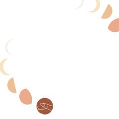 Showing vector lunar phases with sparkles and hand holding moon on transparent background