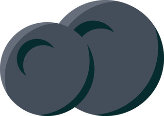 Two overlapping dark grey circles are showing shaded arcs in flat style, transparent background