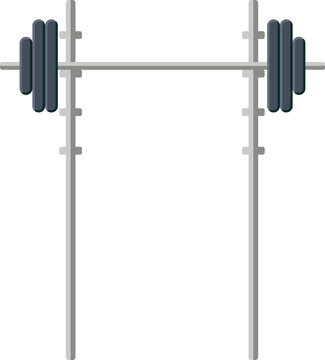 Fototapeta Stylized illustration showing squat rack holding loaded barbell with plates on transparent backdrop
