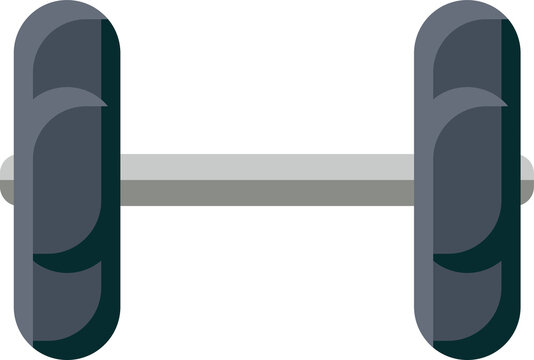 Fototapeta Displaying flat design barbell featuring metal bar and weight plates on transparent background