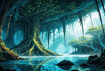 Mangrove forest in a Frozen cave