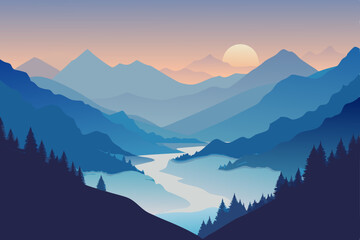 mountains in the morning