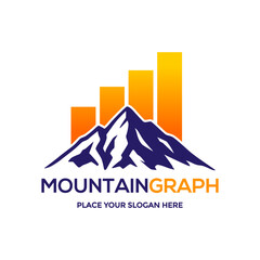 Dynamic logo combines mountains with a bar graph, symbolizing financial growth and peak business performance. Ideal for finance, analytics, or consulting firms. Represents rising success.