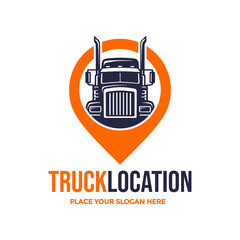 Truck Location vector logo template. This logo suitable for delivery business.