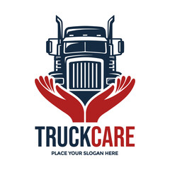 Truck Care Vector logo template. This logo use hand symbol. Suitable for business.