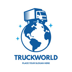 Truck world vector logo template. This design use earth and truck. Suitable for business.