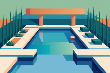 3d render of a swimming pool
