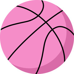 Pink basketball is being displayed in flat vector design on transparent background