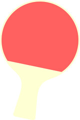 Table tennis racket is featuring red face and cream handle in flat design on transparent background