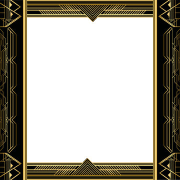 Fototapeta Abstract gold Art Deco flat design frame is displaying geometric lines on transparent background