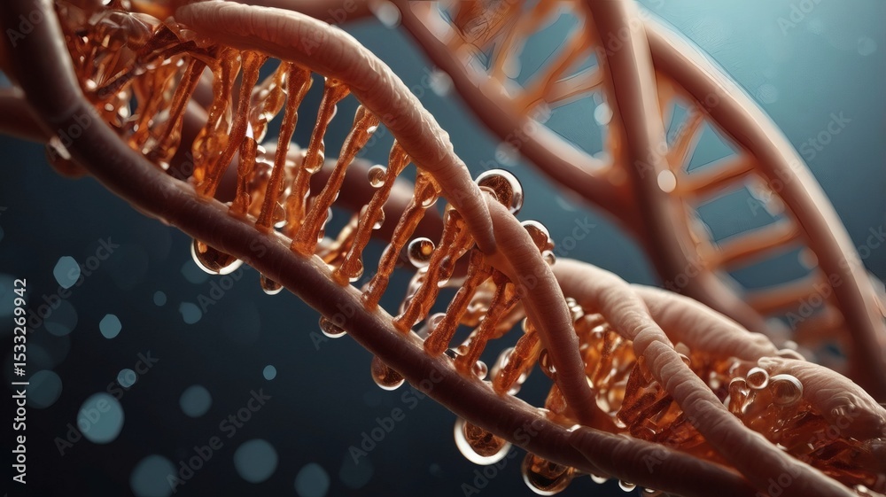 Aufkleber a detailed view of a DNA double helix structure, showcasing its intricate biological complexity