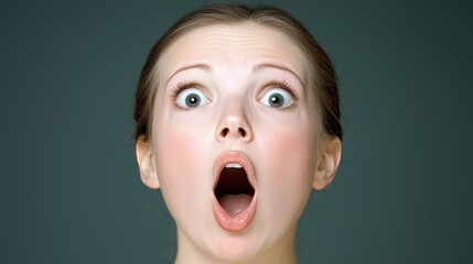 Astonished Young Woman Close Up Portrait