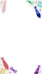 Fototapeta premium Colorful neckties and bows are forming frame around center, transparent background, copy space