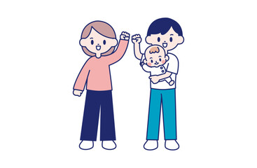 応援する夫婦と赤ちゃん