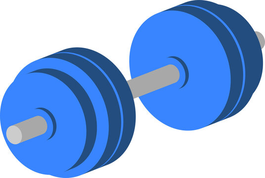Fototapeta Dumbbell is floating in 3D illustration with grey bar and blue plates on transparent background
