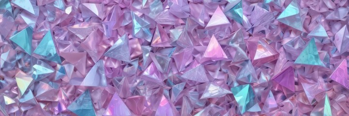 Fototapeta premium Abstract geometric background of iridescent crystal quartz triangles , sparkle, crystal