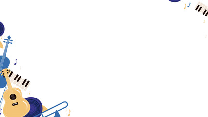 Vector art is showing music frame on transparent background with guitar, keys, violin, copy space