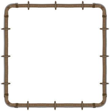 Flat design pipe frame is showcasing clamp fittings and threaded connectors, transparent background