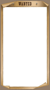 Fototapeta Flat design western wanted poster is showing on transparent backdrop with WANTED header, copy space