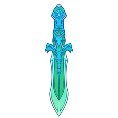 Stylized fantasy sword is being shown on transparent background in flat design, copy space