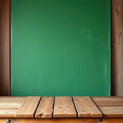 Rustic green chalkboard backdrop on weathered wood table, marketing, lesson