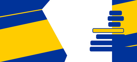 simplified clean symbol icon shape of the map of the European Union background creative abstract, blue yellow on white background