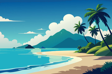 tropical beach with palm trees