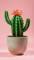 Vibrant green cactus in stylish ceramic pot, isolated , object, isolated, clipart