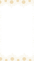 Vector border is showing repeating beige sunburst diamond accents on transparent canvas, copy space