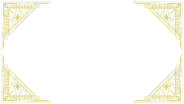 Fototapeta Art deco frame corners are forming geometric border in digital graphic on transparent backdrop