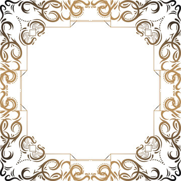 Fototapeta Displaying ornate gold border in flat design, showing swirling scrollwork on transparent background