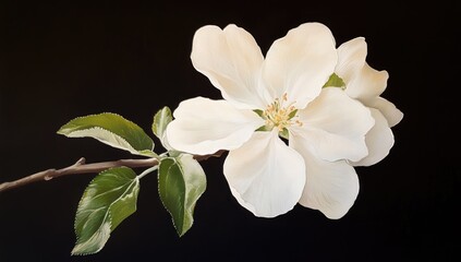 Close-up of a delicate, creamy-white apple blossom
