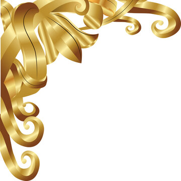 Fototapeta Displaying ornate golden flourish featuring gradients, leaf curves in flat design on clear backdrop