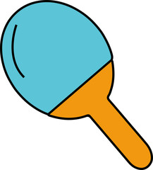 flat table tennis paddle is floating with blue blade orange handle, transparent background