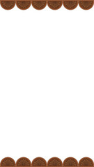 Flat panel showing row of brown carved arch motifs framing teal field, transparent bg, copy space