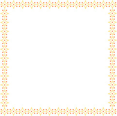 Ornate border is showing golden stars orange-dotted in flat design, transparent center, copy space