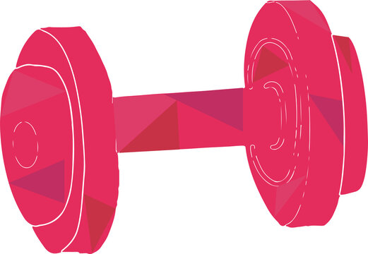 Fototapeta Low-poly dumbbell is floating on transparent background, showing vibrant red-pink polygonal plates