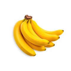 Several ripe yellow bananas isolated on white background, background, copy space, tropical