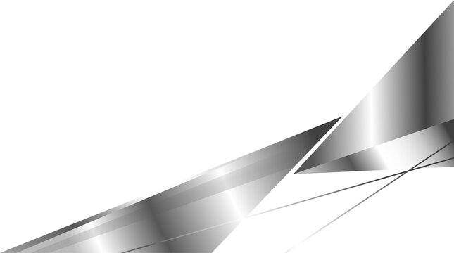 Abstract metallic ribbons are unfolding in vector art with chrome edges on transparent background