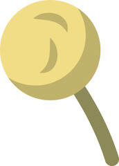 Flat vector is showing stylized yellow lollipop on diagonal greenish stick, transparent background