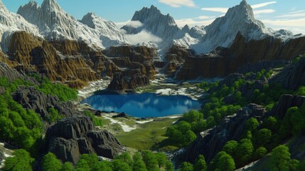 mountain landscape with lake