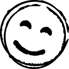 Fototapeta premium Rough brush-stroke smiley face is being shown on transparent background, hand-drawn style
