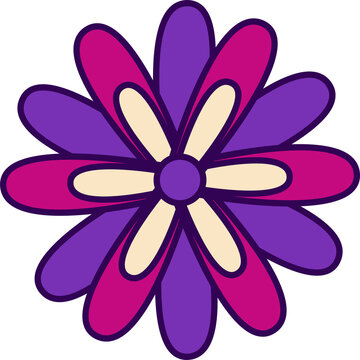 Fototapeta Vector flower graphic is floating on transparent canvas with purple disk, cream and magenta petals