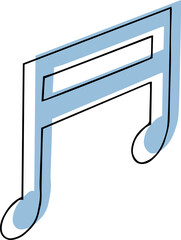 Stylized vector showing two beamed eighth notes forming angular F shape on transparent background