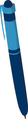 Ballpoint pen with clip is floating on transparent background in flat illustration, copy space