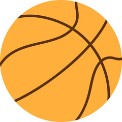 Showcasing flat basketball featuring orange black-ribbing on transparent background, copy space