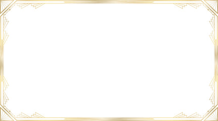 Art deco style gold frame border is being shown in vector illustration, with transparent background